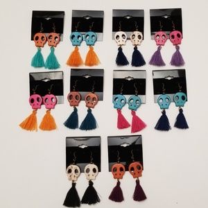 Skull tassle earrings!